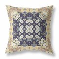 Palacedesigns 18 in. Rose Box Indoor & Outdoor Zippered Throw Pillow Yellow Navy & Blue PA3675775